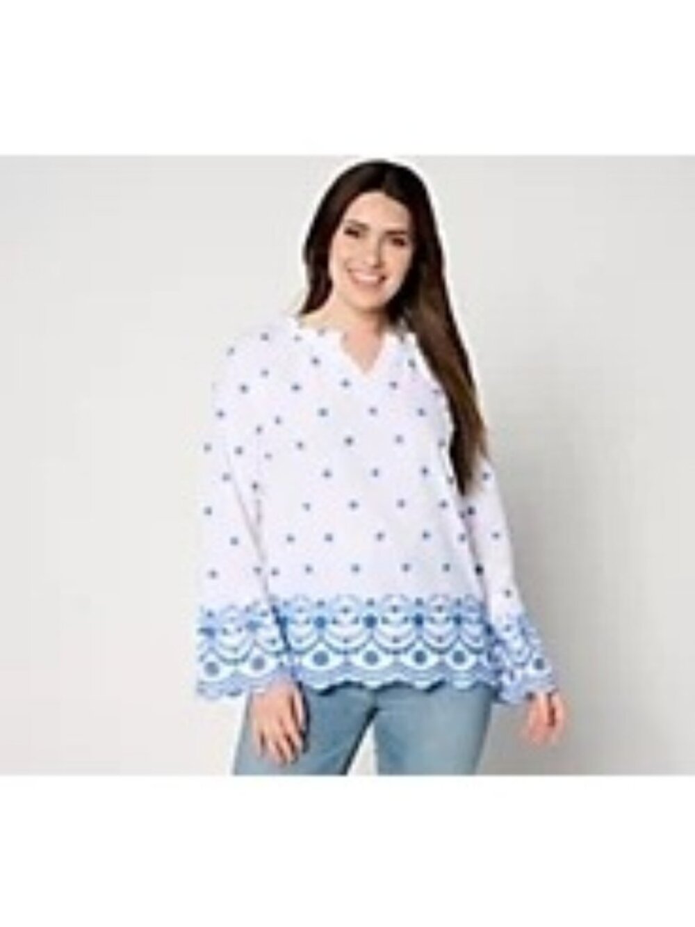 Belle by Kim Gravel Daisy Pop embroidered Blouse White Medium
